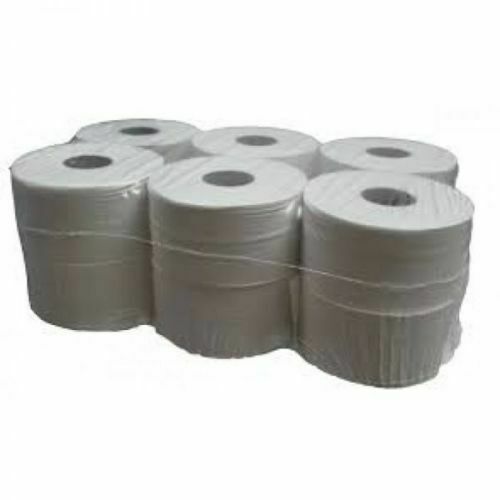Mini Jumbo Paper Toilet Tissue Rolls 2PLY 76mm Core - 12 Pack