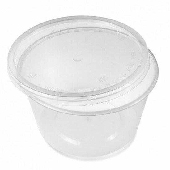 16oz Round Clear Plastic Microwave Containers & Lids