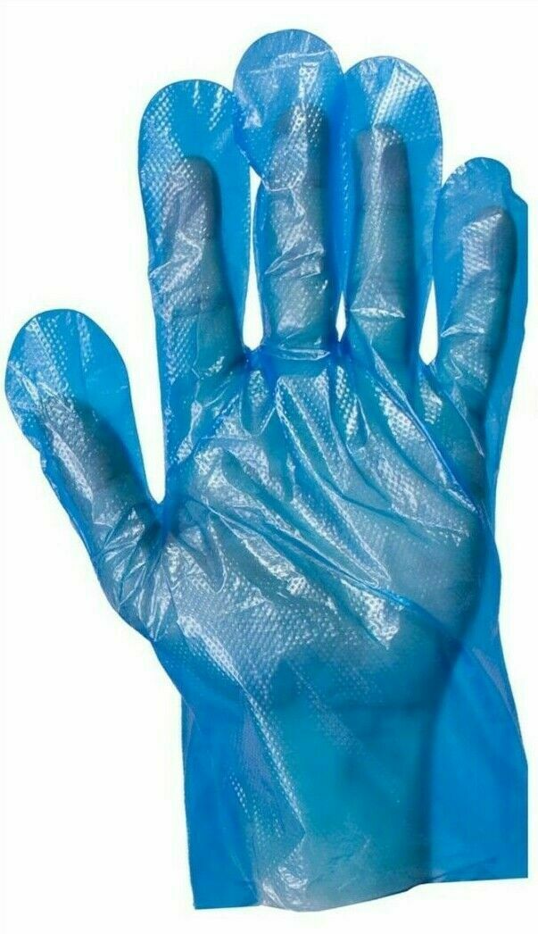 Disposable Food Safe Textured Blue PE Plastic Polythene Gloves