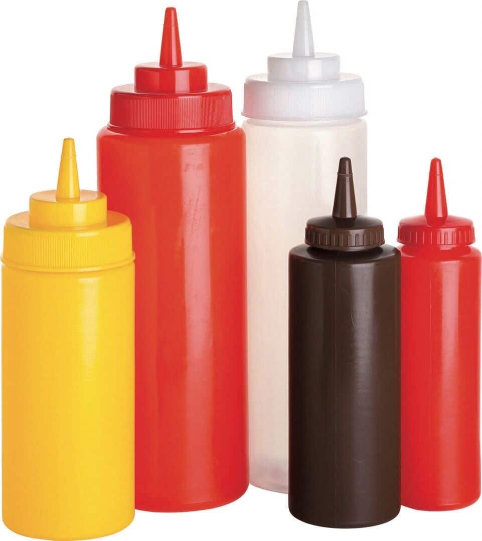 Plastic Squeeze Bottles With Nozzle - Clear/Yellow/Red 8/12/24/32oz
