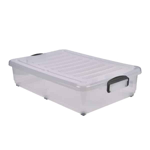 Storage Box 40L W/ Clip Handles On Wheels - Pack of 4