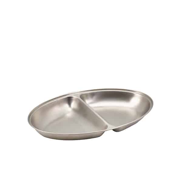 GenWare Stainless Steel Two Division Oval Vegetable Dish 30cm/ 12" - Pack of 1