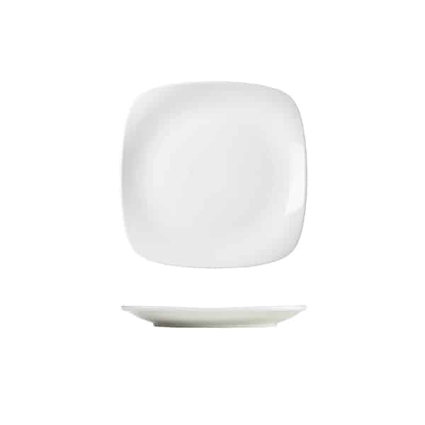 Genware Porcelain Rounded Square Plate 17cm/ 6.5" - Pack of 6