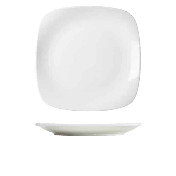 Genware Porcelain Rounded Square Plate 29cm/ 11.5" - Pack of 6