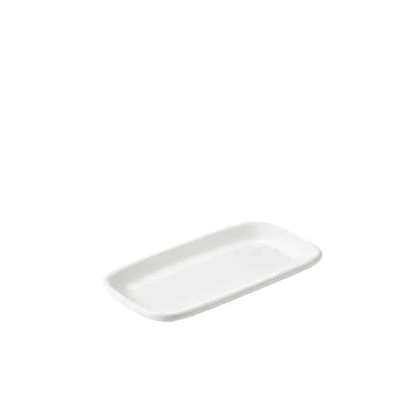 Genware Porcelain Rounded Rectangular Plate 19.5 x 10cm/ 7.75 x 4" - Pack of 6