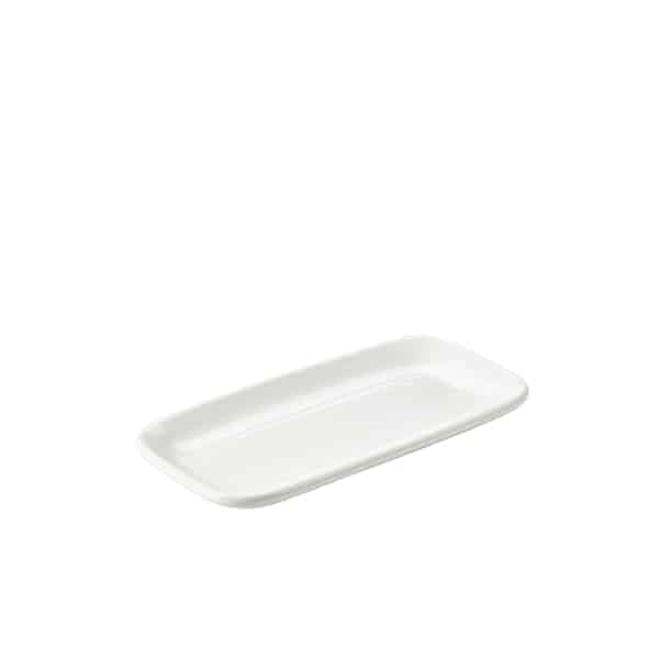 Genware Porcelain Rounded Rectangular Plate 24.5 x 12.5cm/ 9.75 x 5" - Pack of 6