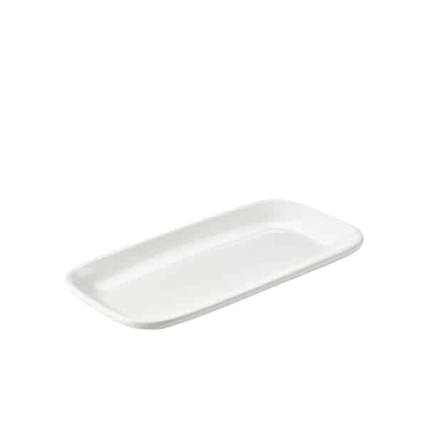 Genware Porcelain Rounded Rectangular Plate 29.5 x 15cm/ 11.5 x 6" - Pack of 6