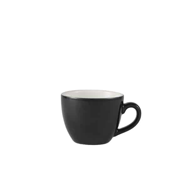 Genware Porcelain Black Bowl Shaped Cup 9cl/ 3oz - Pack of 6