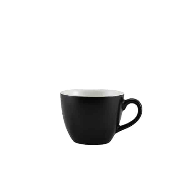 Genware Porcelain Matt Black Bowl Shaped Cup 9cl/ 3oz - Pack of 6
