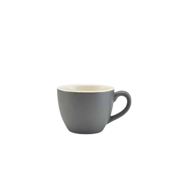 Genware Porcelain Matt Grey Bowl Shaped Cup 9cl/ 3oz - Pack of 6