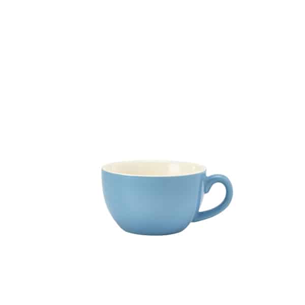Genware Porcelain Blue Bowl Shaped Cup 17.5cl/ 6oz - Pack of 6
