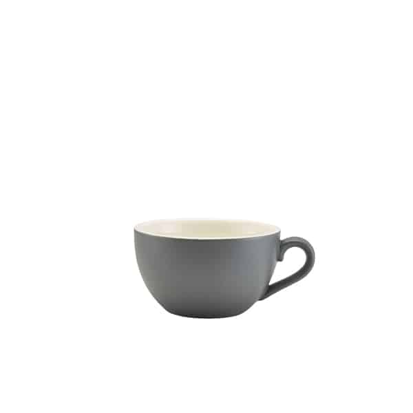 Genware Porcelain Matt Grey Bowl Shaped Cup 17.5cl/ 6oz - Pack of 6