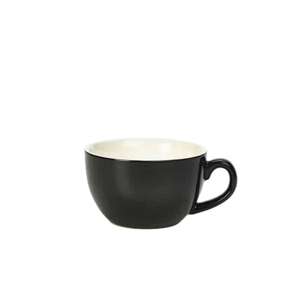 Genware Porcelain Black Bowl Shaped Cup 25cl/ 8.75oz - Pack of 6