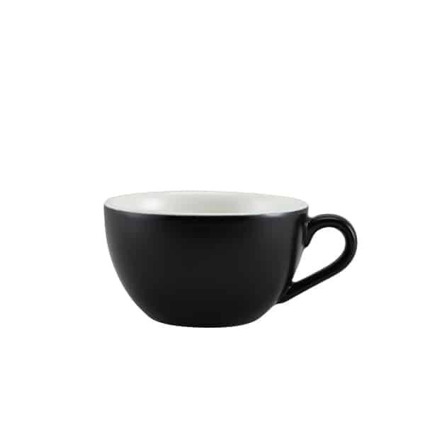 Genware Porcelain Matt Black Bowl Shaped Cup 34cl/ 12oz - Pack of 6