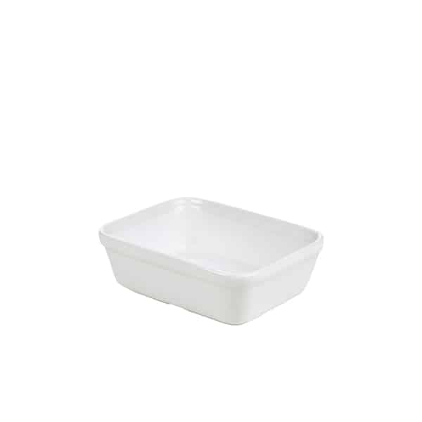 Genware Porcelain Rectangular Pie Dish 15.5x11.5cm/ 6 x 4.5" - Pack of 12