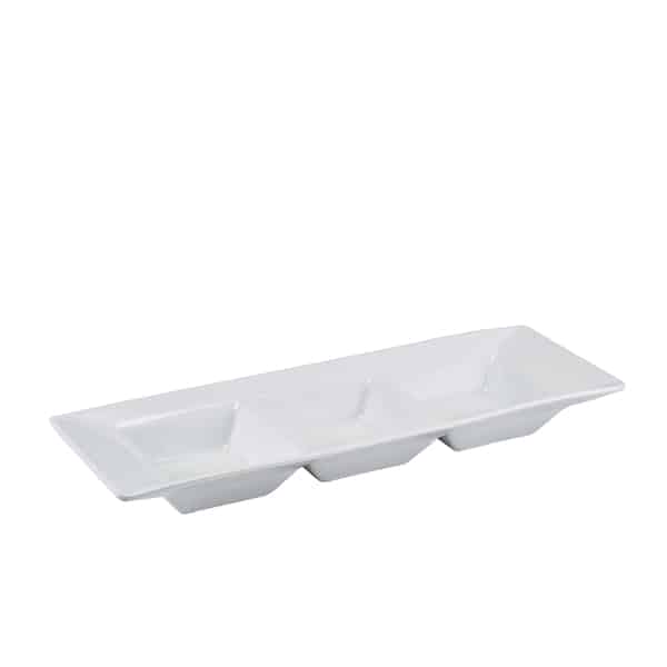 GenWare Porcelain Triple Dish 25.4 x 9cm/ 10 x 3.5" - Pack of 6