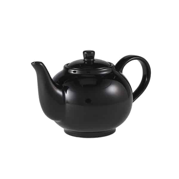 Genware Porcelain Black Teapot 45cl/ 15.75oz - Pack of 6
