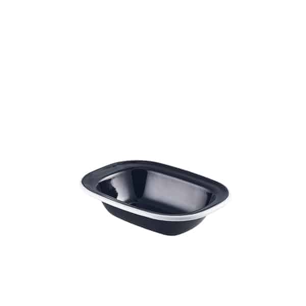 Enamel Pie Dish Black with White Rim 16cm - Pack of 12