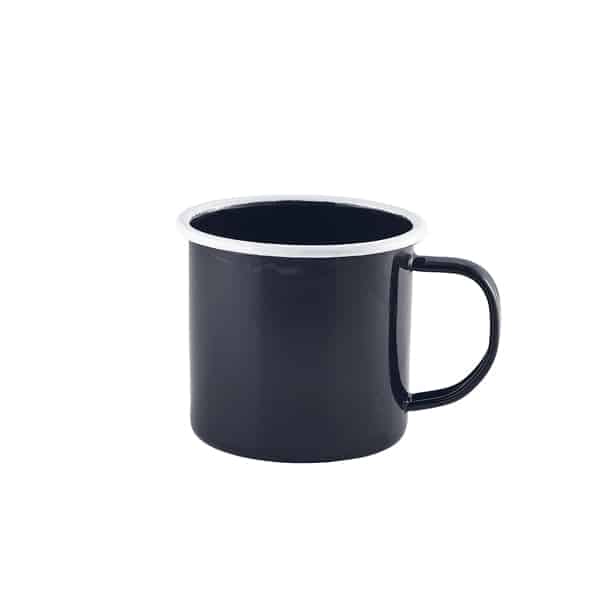 Enamel Mug Black with White Rim 36cl/ 12.5oz - Pack of 12