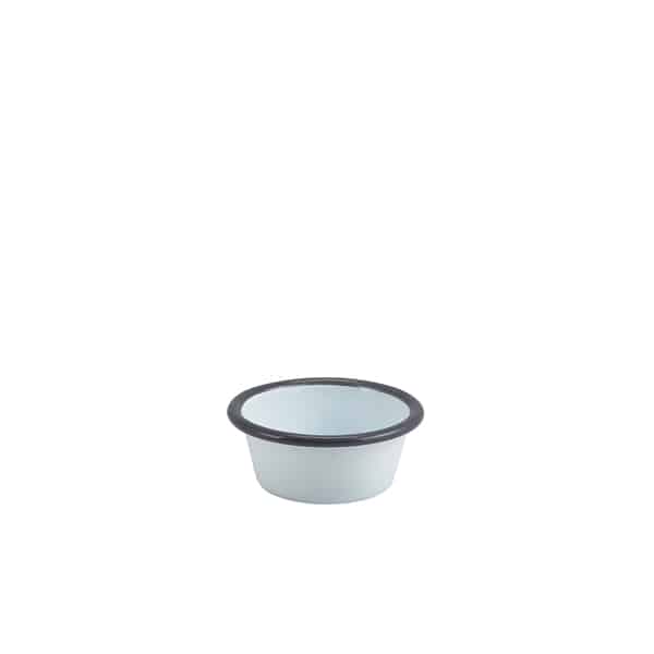 Enamel Ramekin White with Grey Rim 8cm Dia 90ml/ 3.2oz - Pack of 12