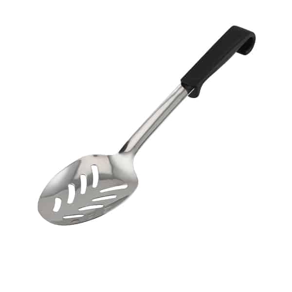 Genware Plastic Handle Spoon Slotted Black - Pack of 1