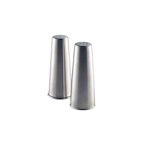 Genware Stainless Steel Conical Salt & Pepper Set - Pack of 12