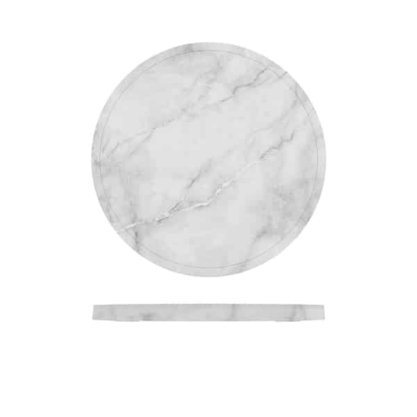 White Marble Agra Melamine Round Slab 28.5cm - Pack of 1