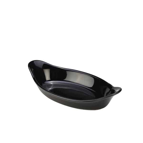 GenWare Stoneware Black Oval Eared Dish 16.5cm/ 6.5" - Pack of 6