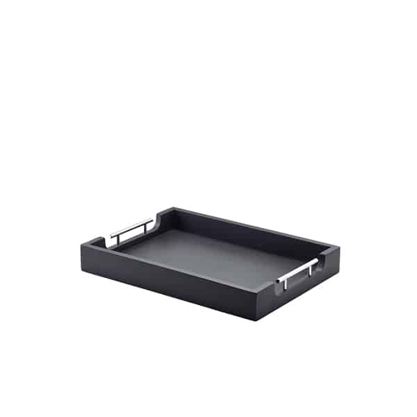 GenWare Solid Black Butlers Tray with Metal Handles 45 x 33cm - Pack of 1