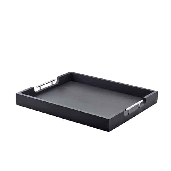 GenWare Solid Black Butlers Tray with Metal Handles 54.5 x 44cm - Pack of 1