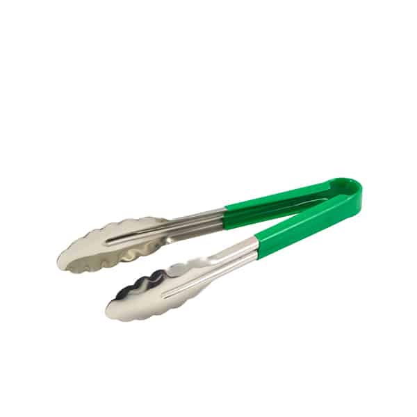 Genware Colour Coded St/St. Tong 31cm Green - Pack of 1