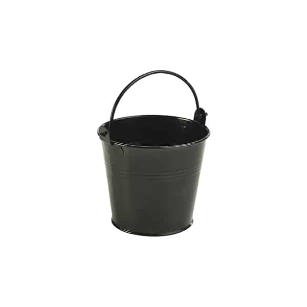 Galvanised Steel Serving Bucket 10cm Dia Black - Pack of 12