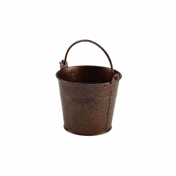 Galvanised Steel Hammered Serving Bucket 10cm Dia Copper - Pack of 12