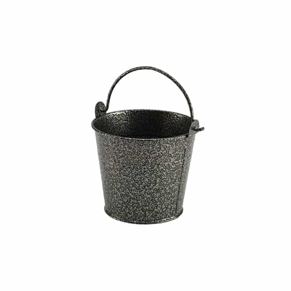 Galvanised Steel Hammered Serving Bucket 10cm Dia Silver - Pack of 12