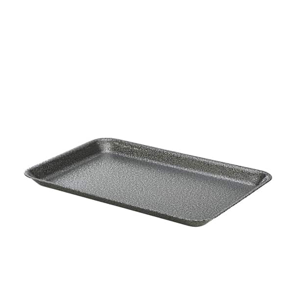 Galvanised Steel Tray 31.5x21.5x2cm Hammered Silver - Pack of 12