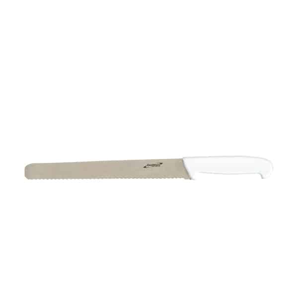 Genware 12'' Slicing Knife White (Serrated) - Pack of 1