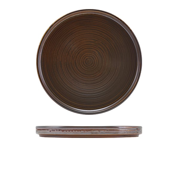 Terra Porcelain Rustic Copper Low Presentation Plate 25cm - Pack of 6
