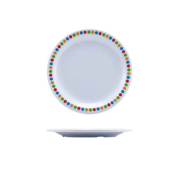 Genware Melamine 6.25" Plate- Coloured Circle - Pack of 12