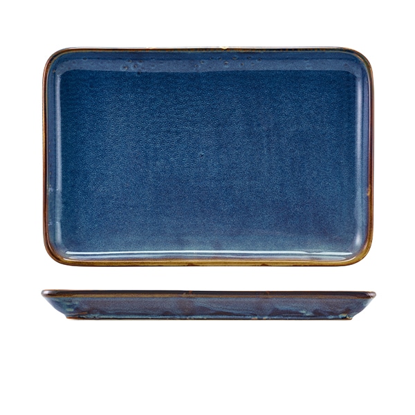 Terra Porcelain Aqua Blue Rectangular Platter 30 x 20cm - Pack of 3
