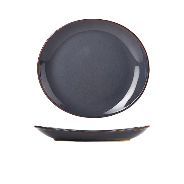 Terra Stoneware Rustic Blue Oval Plate 25x22cm - Pack of 6