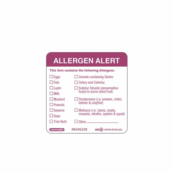 50X50mm Removable Allergen Label - 500 Label - Pack of 1