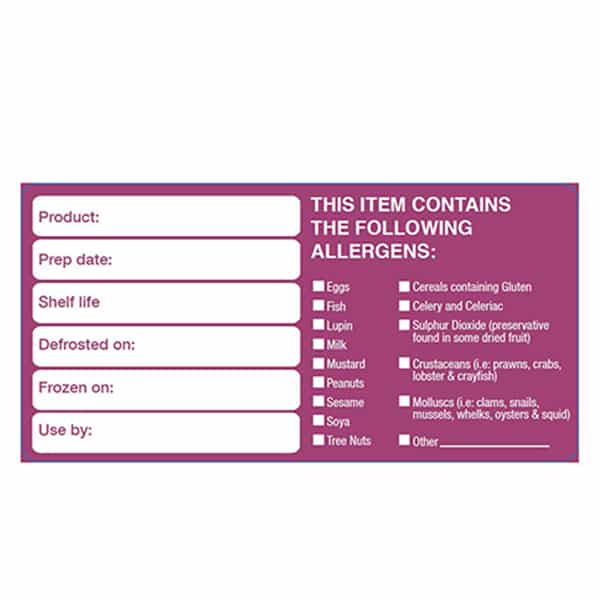 50x100mm Removable Product/ Allergen Label - 500 Labels - Pack of 1