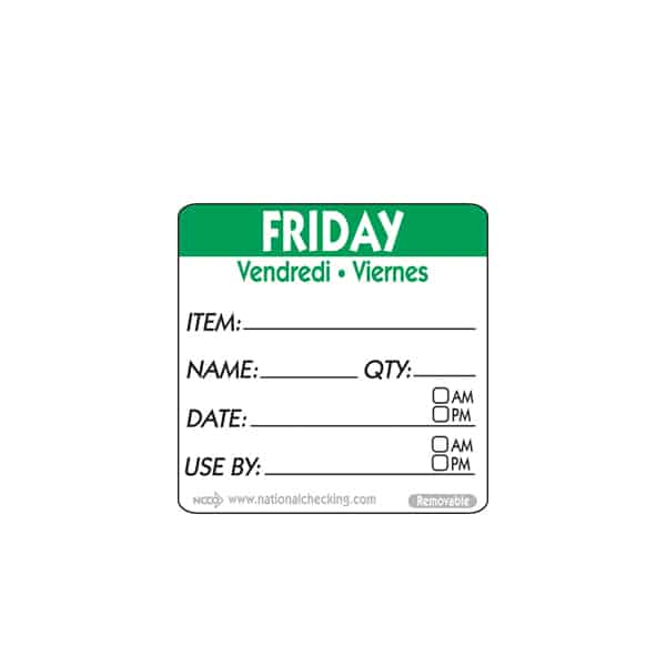 50mm Friday Removable Day Label - 500 Labels - Pack of 1