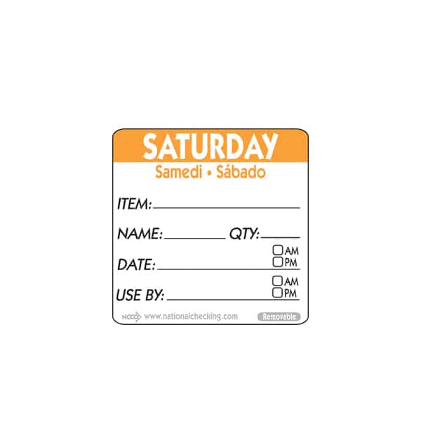 50mm Saturday Removable Day Label - 500 Labels - Pack of 1