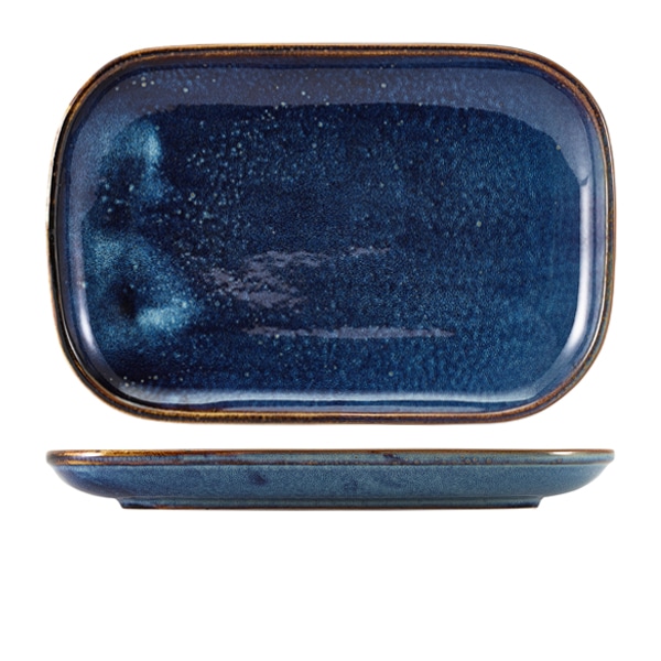 Terra Porcelain Aqua Blue Rectangular Plate 34.5 x 23.5cm - Pack of 6
