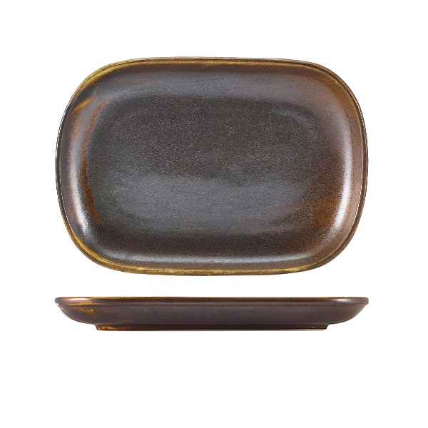 Terra Porcelain Rustic Copper Rectangular Plate 24 x 16.5cm - Pack of 12