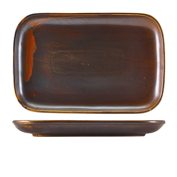 Terra Porcelain Rustic Copper Rectangular Plate 34.5 x 23.5cm - Pack of 6