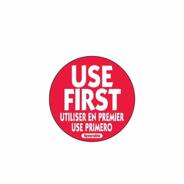 50mm Removable Use First Red Label - 500 Labels - Pack of 1