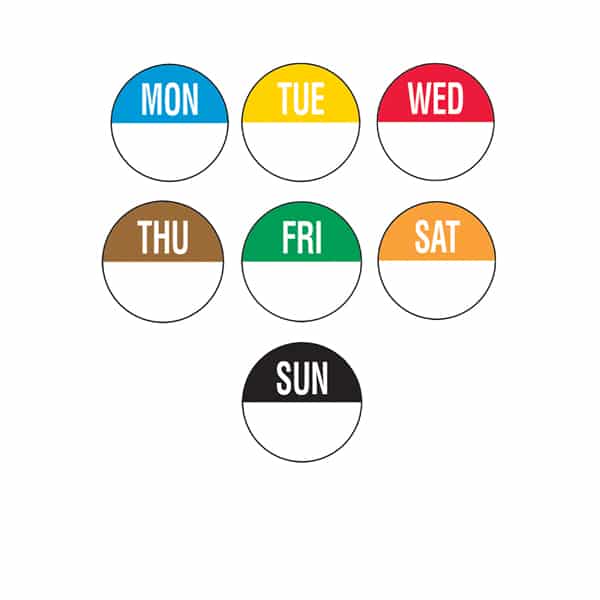 19mm Removable Day of the Week Labels 7 Days (7 X 1000) - Pack of 1