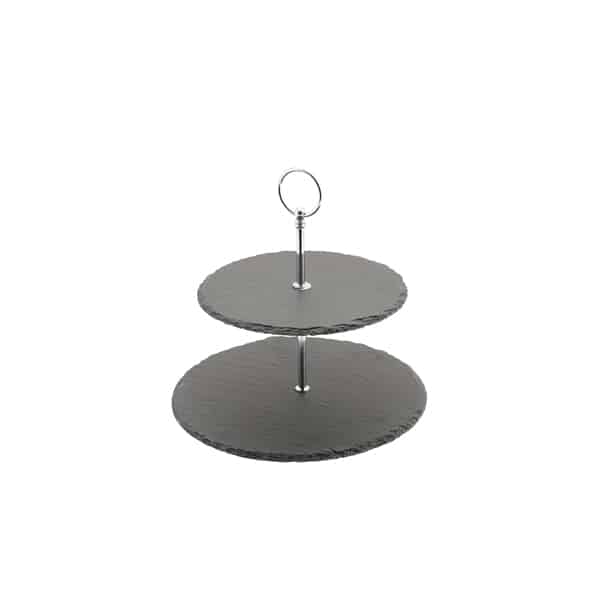 Genware Slate 2-Tier Cake Stand 20/25cm - Pack of 1